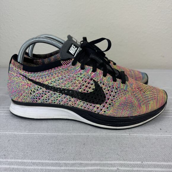 Nike Flyknit Racer 3.0 Lace Up Running Sneakers Multicolor Grey Tongue 8.5 main image 4